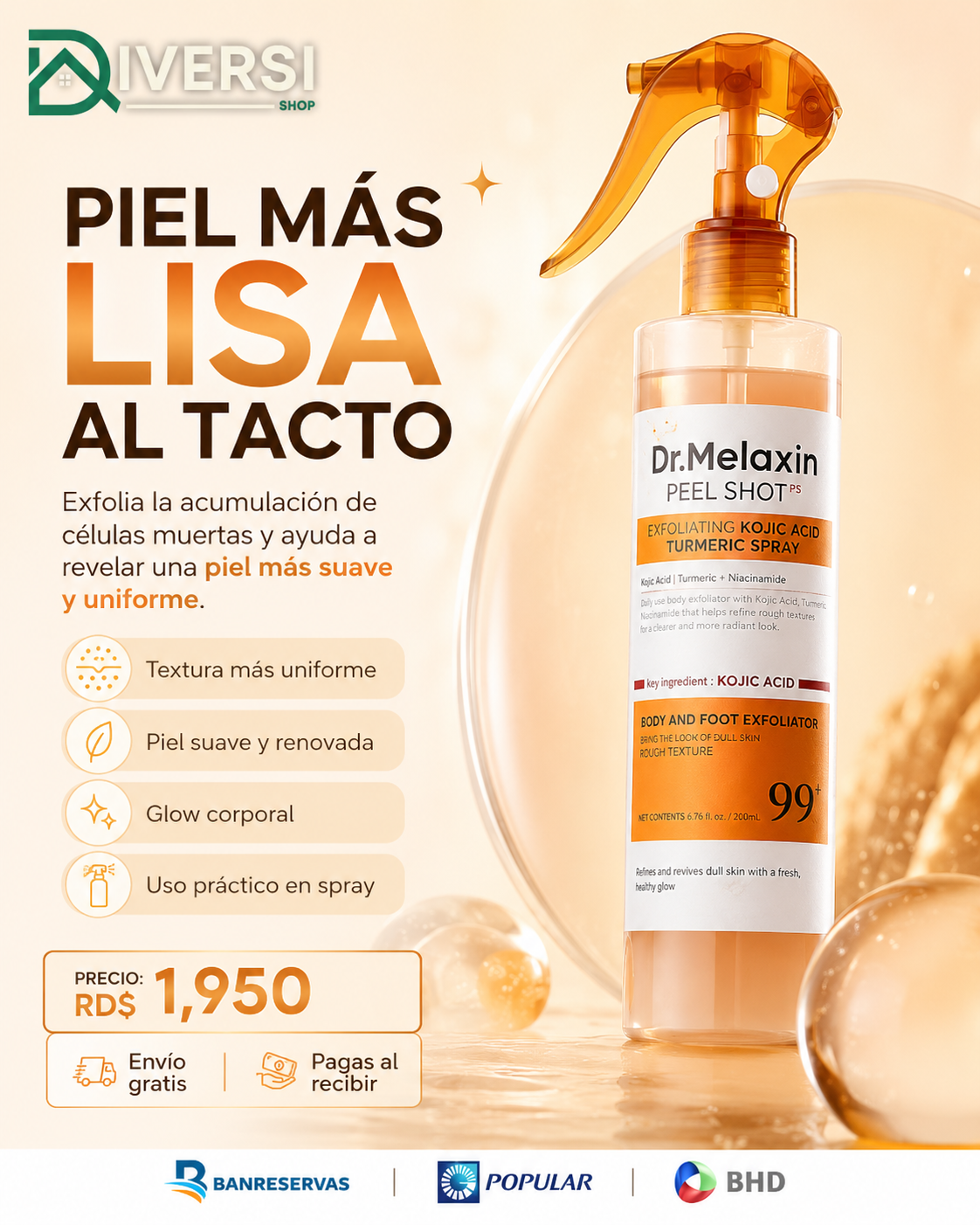 Dr. Melaxin Peel Shot Spray | Exfoliación Corporal Coreana: Piel Más Suave, Luminosa y Renovada
