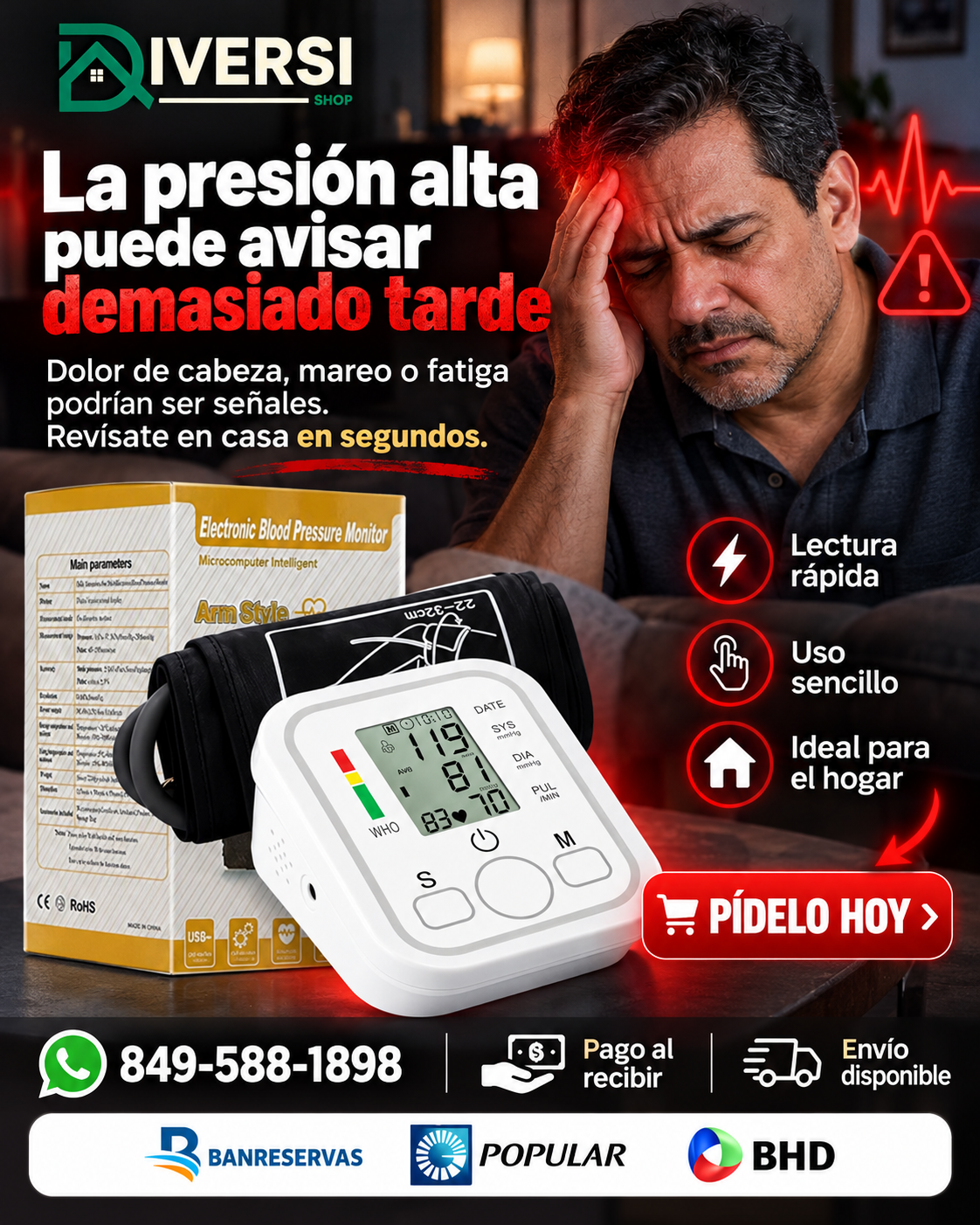 TENSIOMETRO DIGITAL PARA MEDICION DE PRESION AUTOMATICA - Monitorea tu presión arterial con precisión