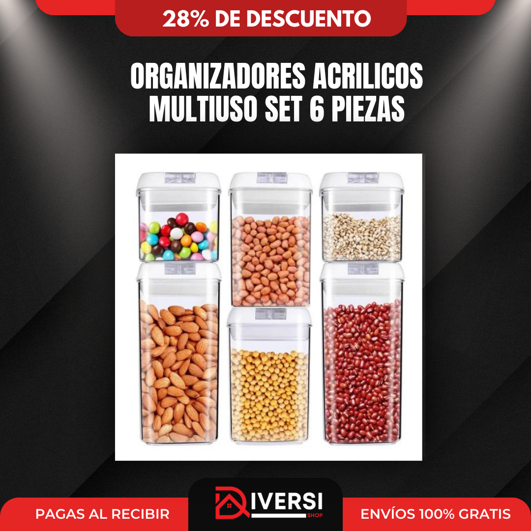 ORGANIZADORES ACRILICOS MULTIUSO SET 6 PIEZAS