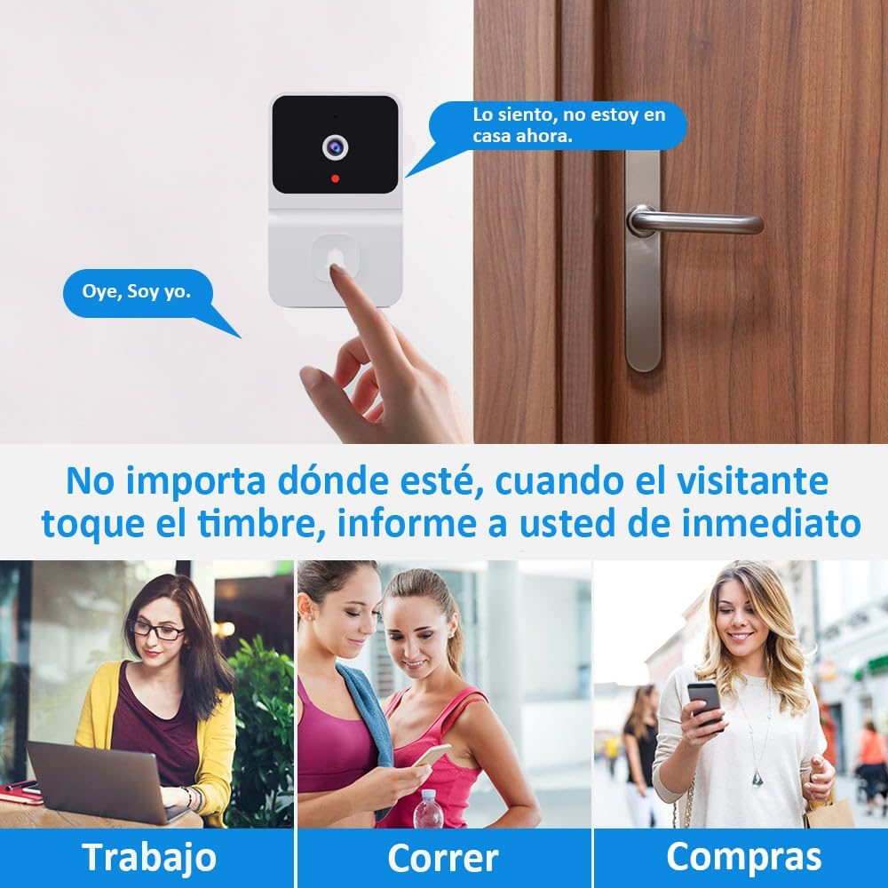 TIMBRE INALAMBRICO INTELIGENTE CON VIDEO Y MICROFONO EN VIVO HD - seguridad en tu puerta para ti y los tuyos