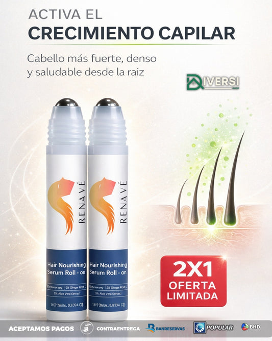 Tratamiento Capilar Renavé Serum Roll-On 2X1 | Para Crecer el Cabello, Reducir la Caída y Ganar Volumen