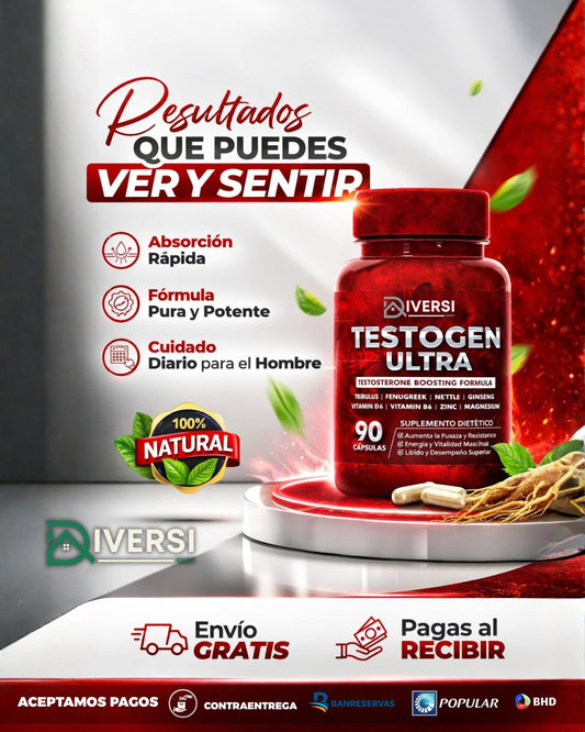 TESTOGEN ULTRA(90 Capsulas) Fórmula Natural de Soporte para la Vitalidad Masculina