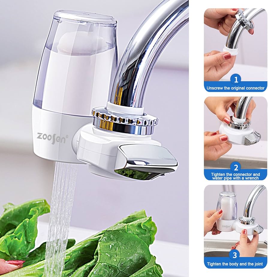 PURIFICADOR DE AGUA PARA GRIFO + 3 REPUESTOS – Agua limpia y segura en segundos