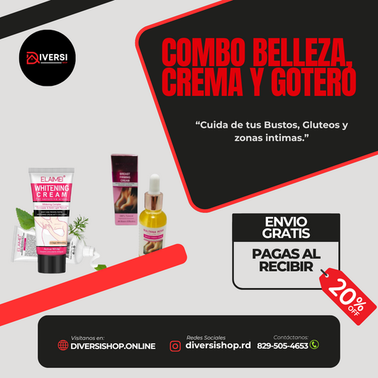 COMBO BELLEZA: CREMA BLANQUEADORA + GOTERA PARA BUSTOS Y GLUTEOS