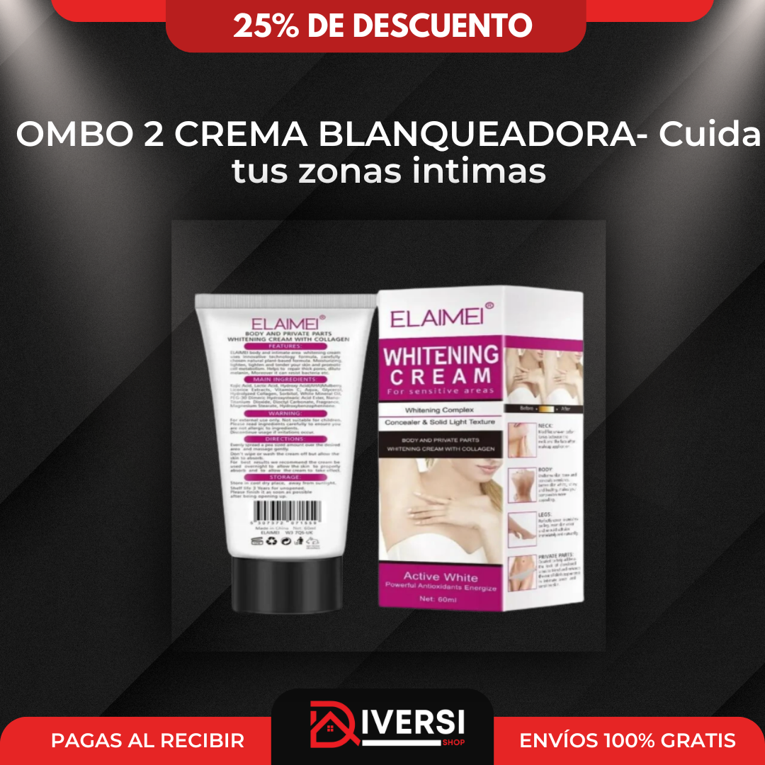 COMBO 2 CREMAS BLANQUEADORAS - Cuida tus zonas intimas