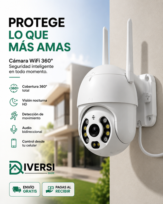 Cámara WiFi 360° Full HD 1080P | Seguridad Inteligente para tu Hogar y Negocio