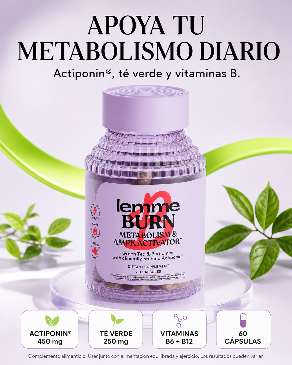 Lemme Burn™ | Apoya tu Metabolismo y Trabaja por el Cuerpo que Mereces (60 Capsulas)