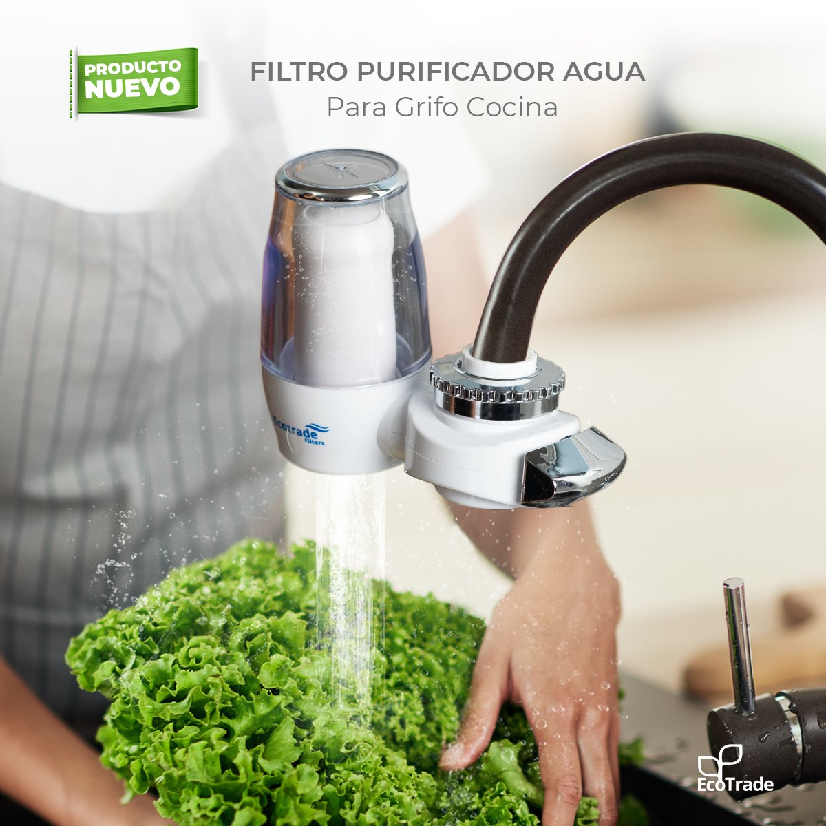 PURIFICADOR DE AGUA PARA GRIFO + 3 REPUESTOS – Agua limpia y segura en segundos