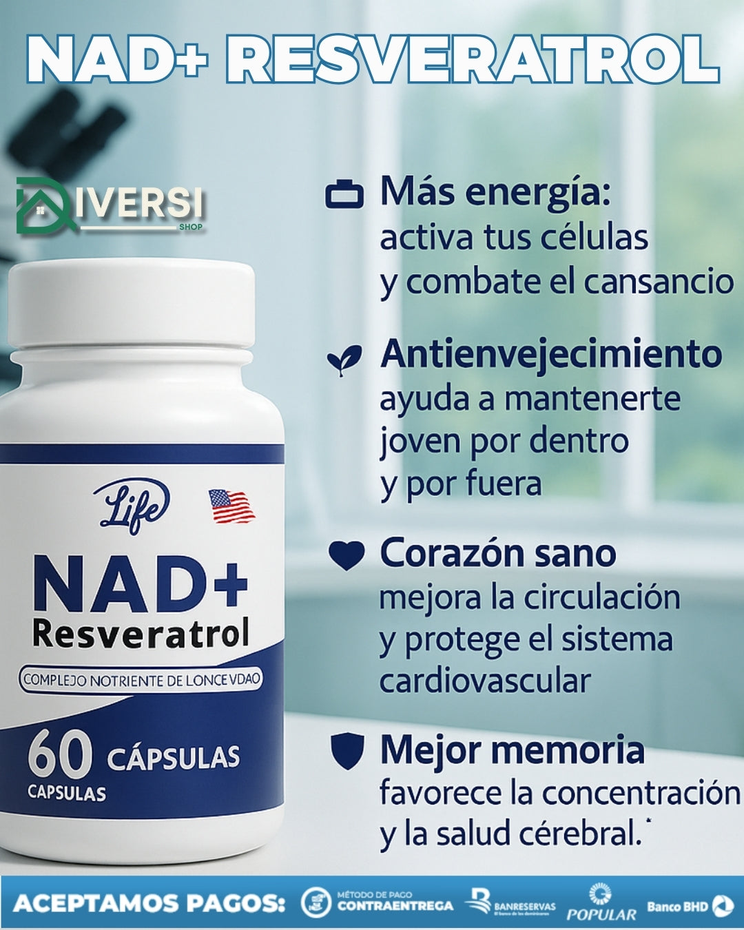 NAD+ Resveratrol | Energía y Juventud en Cada Cápsula