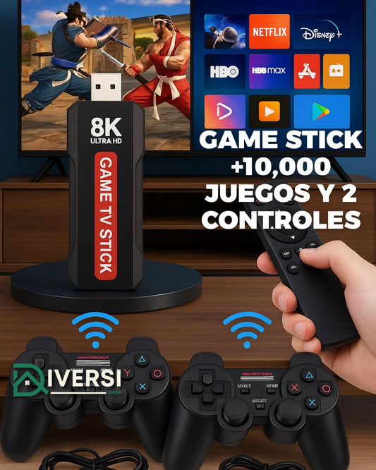 Game TV Stick – ¡10,000 juegos clásicos + acceso a tus apps favoritas en un solo dispositivo!