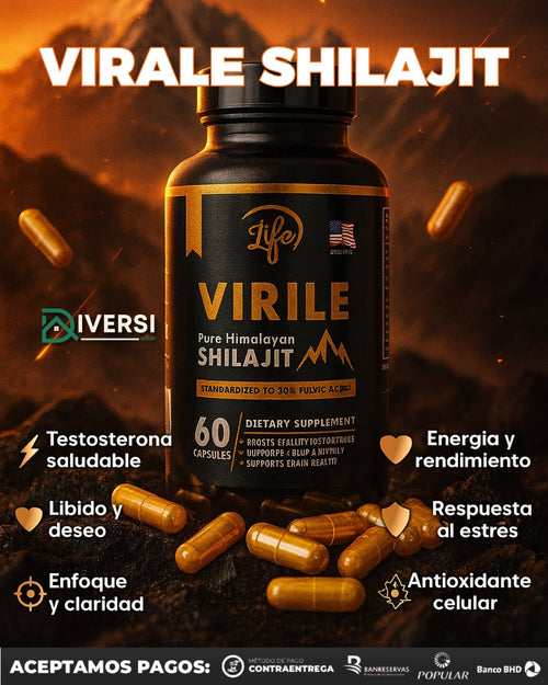 VIRILE Shilajit  60 Cápsulas de Potencia Himalaya | Energía, enfoque y deseo en un solo frasco