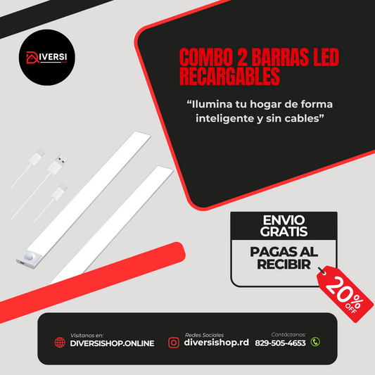 COMBO 2 BARRAS LED RECARGABLES - ¡Ilumina tu hogar de forma inteligente y sin cables!
