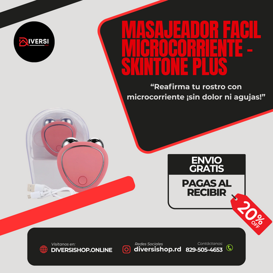 MASAJEADOR FACIL MICROCORRIENTE, SkinTone Plus - “Reafirma tu rostro con microcorriente ¡sin dolor ni agujas!”