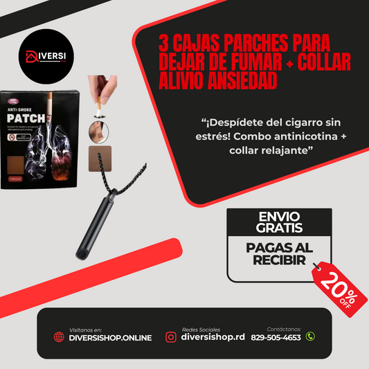 3 CAJAS PARCHES PARA DEJAR DE FUMAR + COLLAR ALIVIO ANSIEDAD