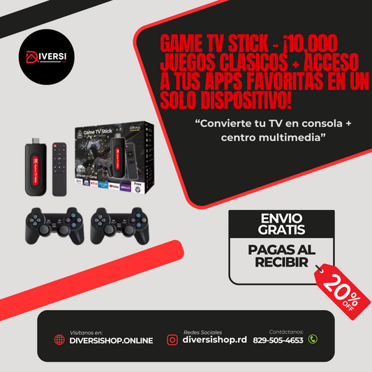 Game TV Stick – ¡10,000 juegos clásicos + acceso a tus apps favoritas en un solo dispositivo!