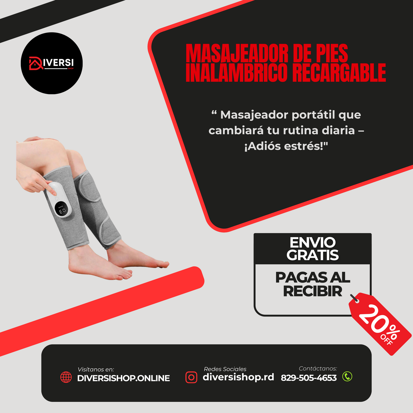 Masajeador de Pies Inalámbrico Recargable – Relájate y despídete del dolor 😌👣