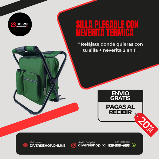 SILLA PLEGABLE CON NEVERITA TERMICA - 🪑❄️ ¡Silla con neverita integrada! Lleva tu comodidad y tus frías a donde quieras