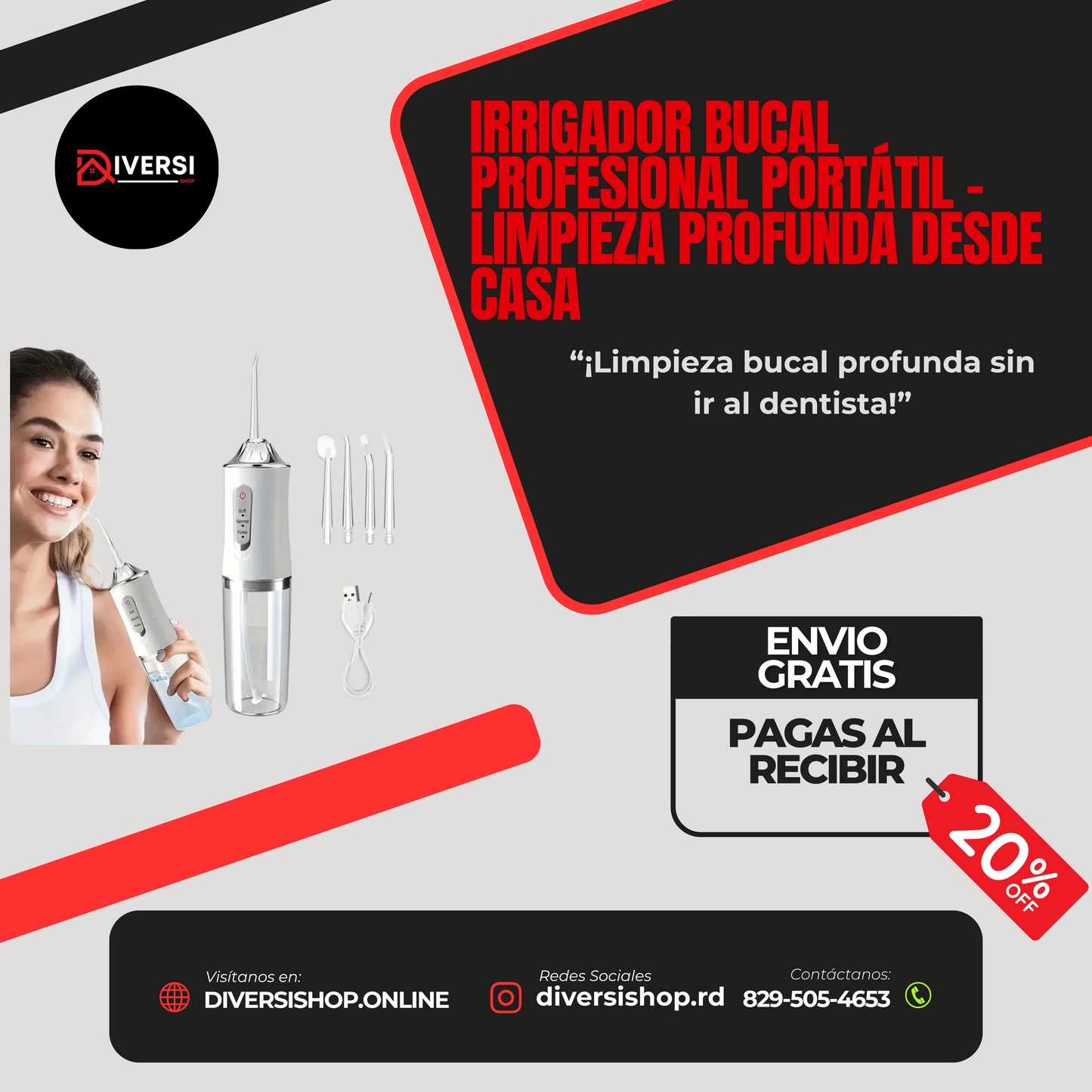 Irrigador Bucal Profesional Portátil – Limpieza profunda desde casa