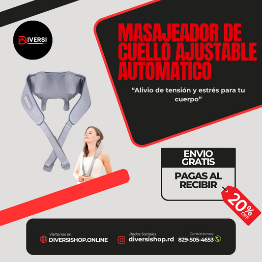 MASAJEADOR DE CUELLO AJUSTABLE AUTOMATICO - Alivio de tensión y estrés para tu cuerpo