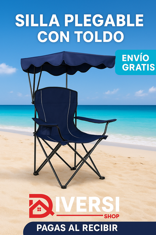 Silla de Playa con Techo Ajustable – Comodidad y Sombra en Cualquier Lugar