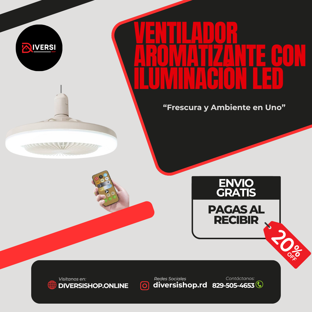 VENTILADOR AROMATIZANTE CON ILUMINACIÓN LED – Frescura y Ambiente en Uno