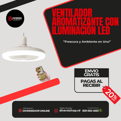VENTILADOR AROMATIZANTE CON ILUMINACIÓN LED – Frescura y Ambiente en Uno