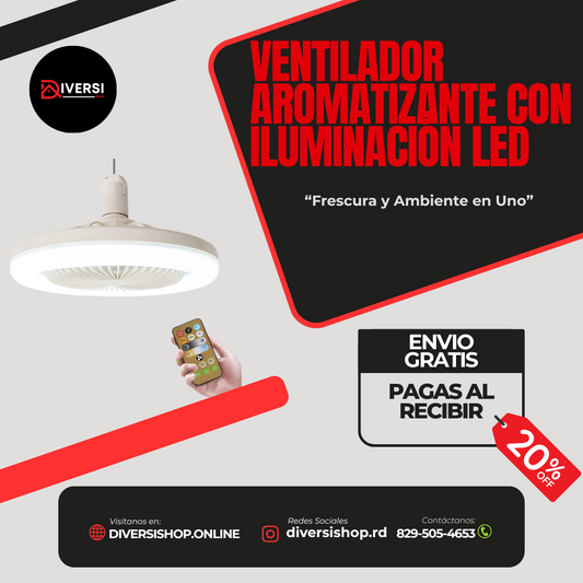 VENTILADOR AROMATIZANTE CON ILUMINACIÓN LED – Frescura y Ambiente en Uno