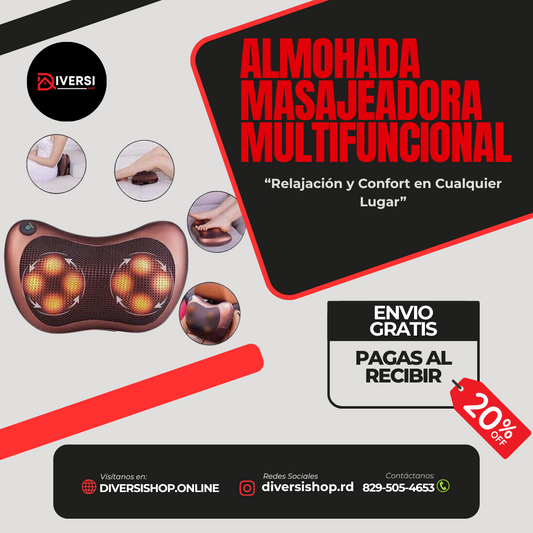 ALMOHADA MASAJEADORA MULTIFUNCIONAL – Relajación y Confort en Cualquier Lugar