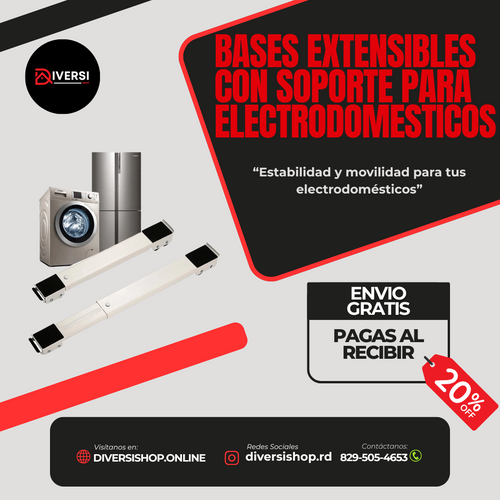 BASES EXTENSIBLES CON SOPORTE PARA ELECTRODOMESTICOS  - Estabilidad y movilidad para tus electrodomésticos