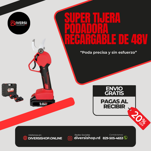 SUPER TIJERA PODADORA RECARGABLE DE 48V - Poda precisa y sin esfuerzo
