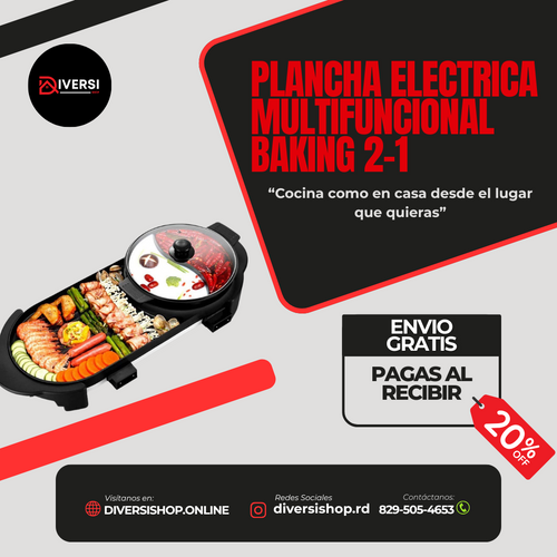 PLANCHA ELECTRICA MULTIFUNCIONAL BAKING 2-1 - Cocina como en casa desde el lugar que quieras