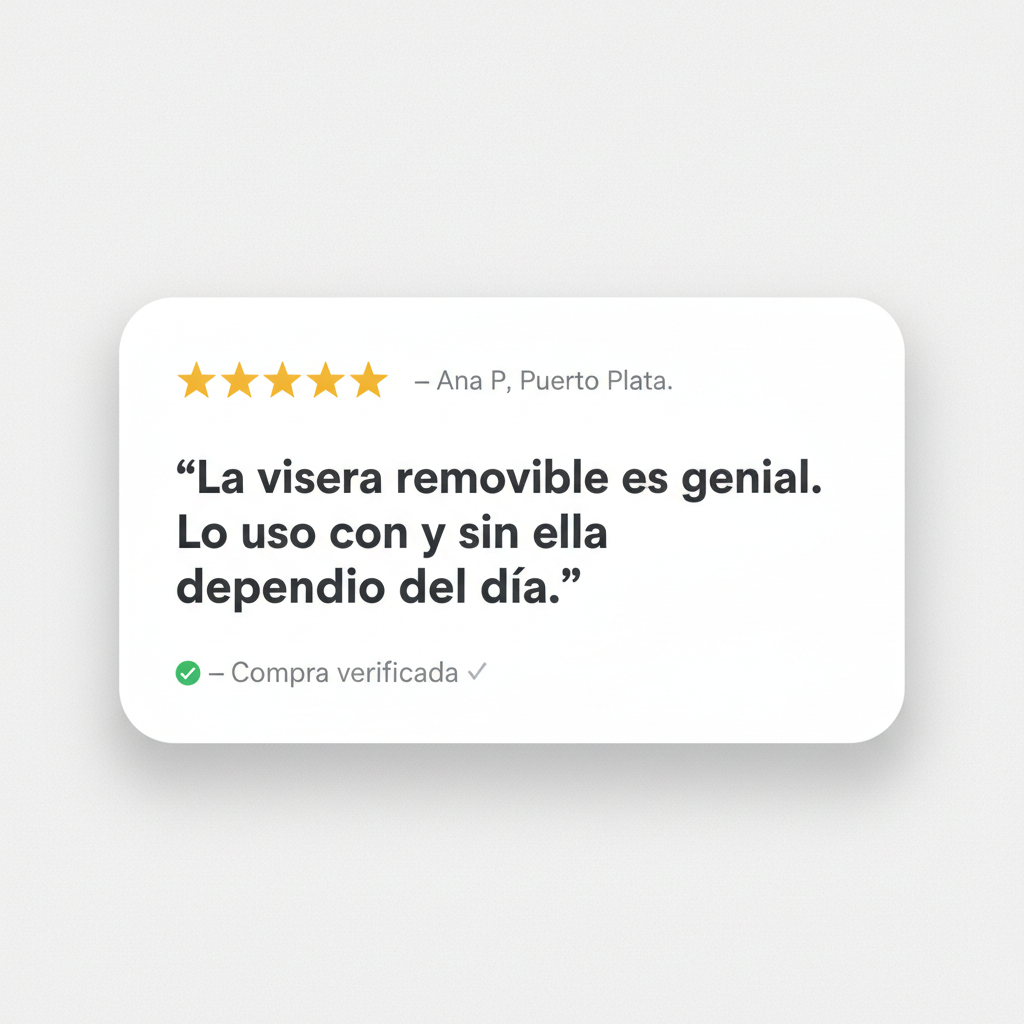 ⭐⭐⭐⭐⭐ 'Lo compré para mi moto y es increíble. La visera es un plus enorme.' — Carlos M., Santo Domingo