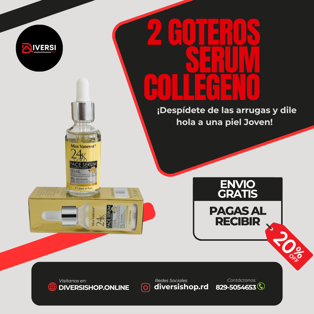 COMBO 2 GOTEROS SERUM COLLAGENO- ¡Despídete de las arrugas y dile hola a una piel de 24K! ✨