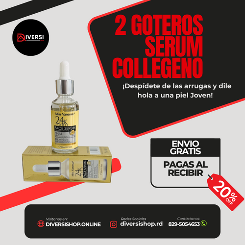 COMBO 2 GOTEROS SERUM COLLAGENO- ¡Despídete de las arrugas y dile hola a una piel de 24K! ✨
