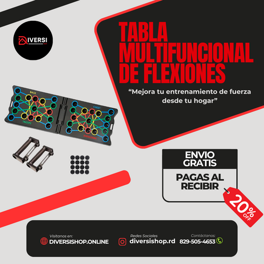 TABLA MULTIFUNCIONAL DE FLEXIONES - Mejora tu entrenamiento de fuerza desde tu hogar