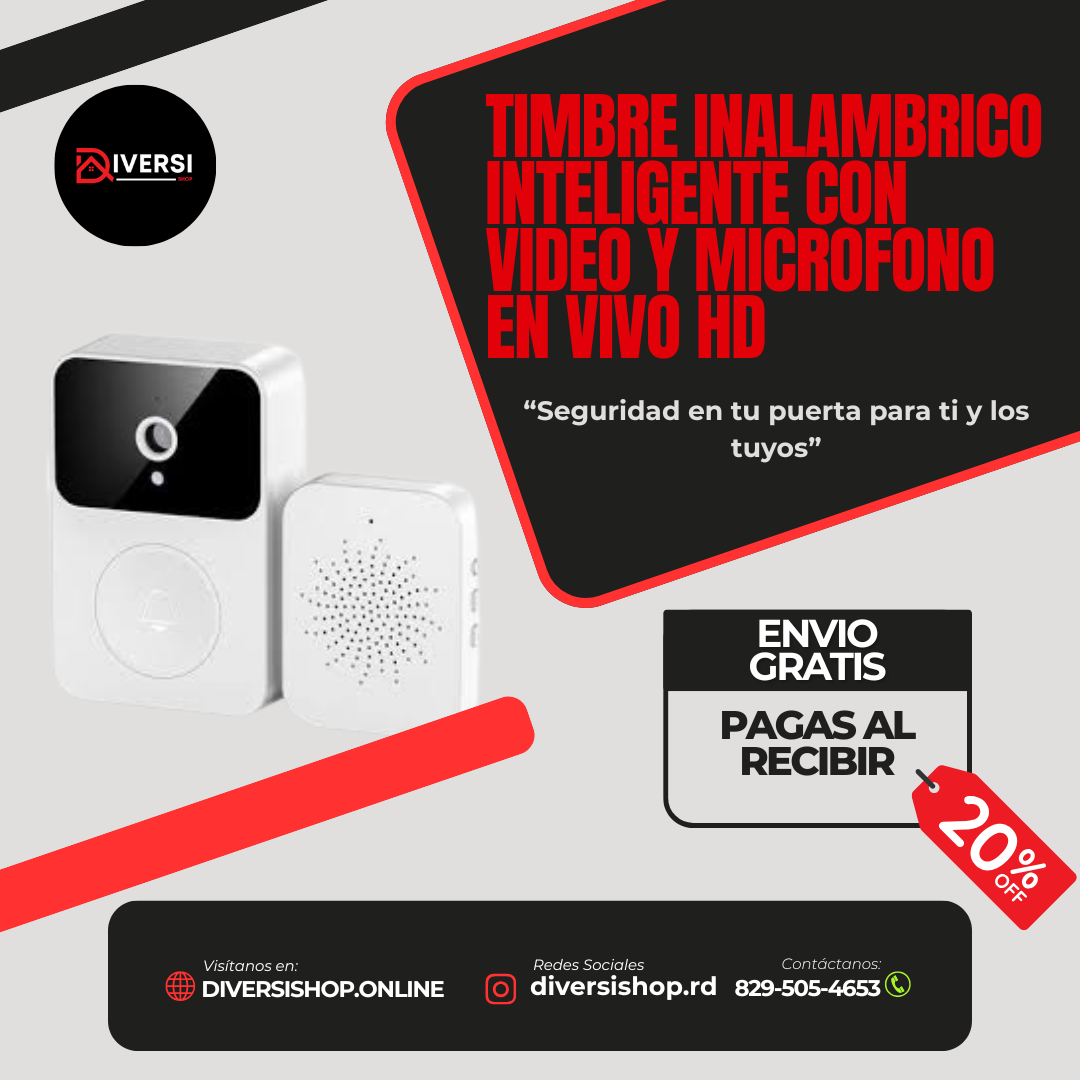 TIMBRE INALAMBRICO INTELIGENTE CON VIDEO Y MICROFONO EN VIVO HD - seguridad en tu puerta para ti y los tuyos