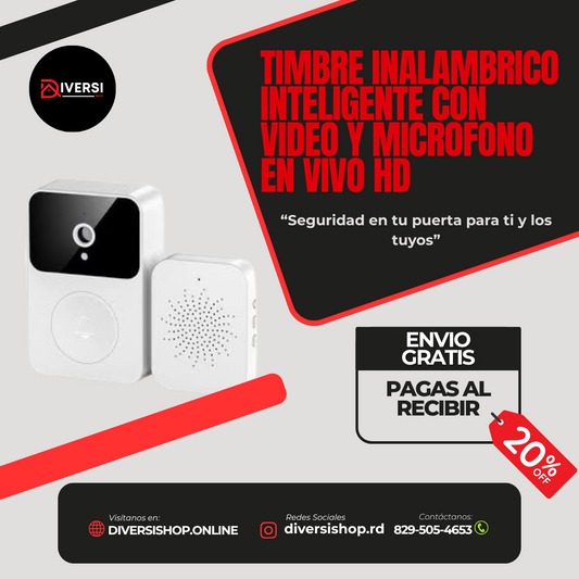 TIMBRE INALAMBRICO INTELIGENTE CON VIDEO Y MICROFONO EN VIVO HD - seguridad en tu puerta para ti y los tuyos